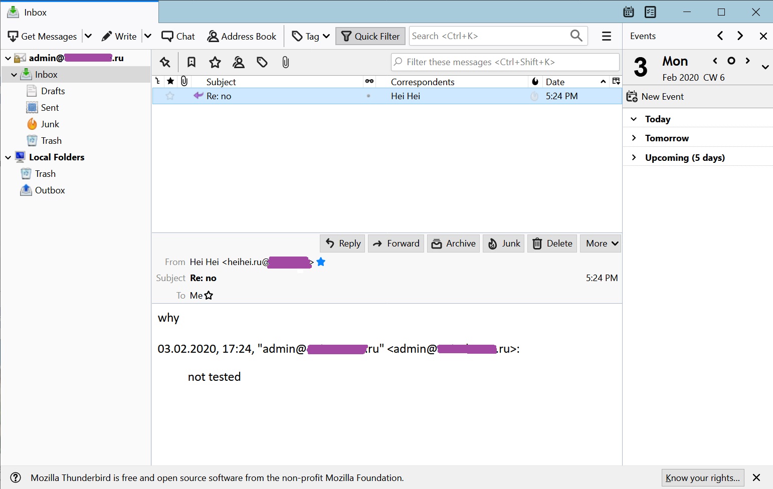 mozilla thunderbird imap smtp