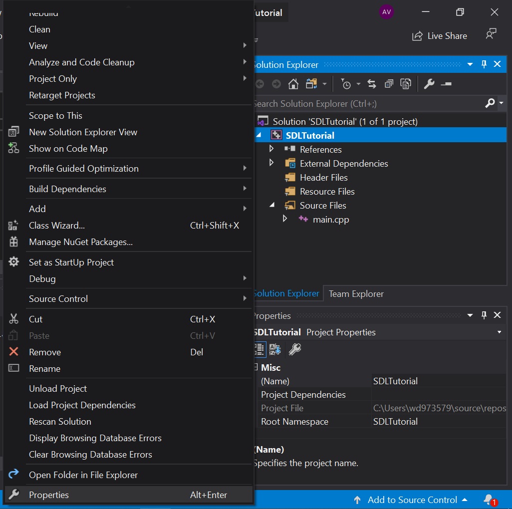 Установка библиотеки SDL в Visual Studio изображение с сайта www.andreyolegovich.ru