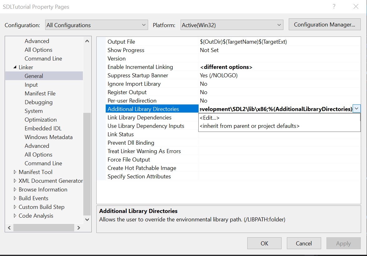 Установка библиотеки SDL в Visual Studio изображение с сайта www.andreyolegovich.ru