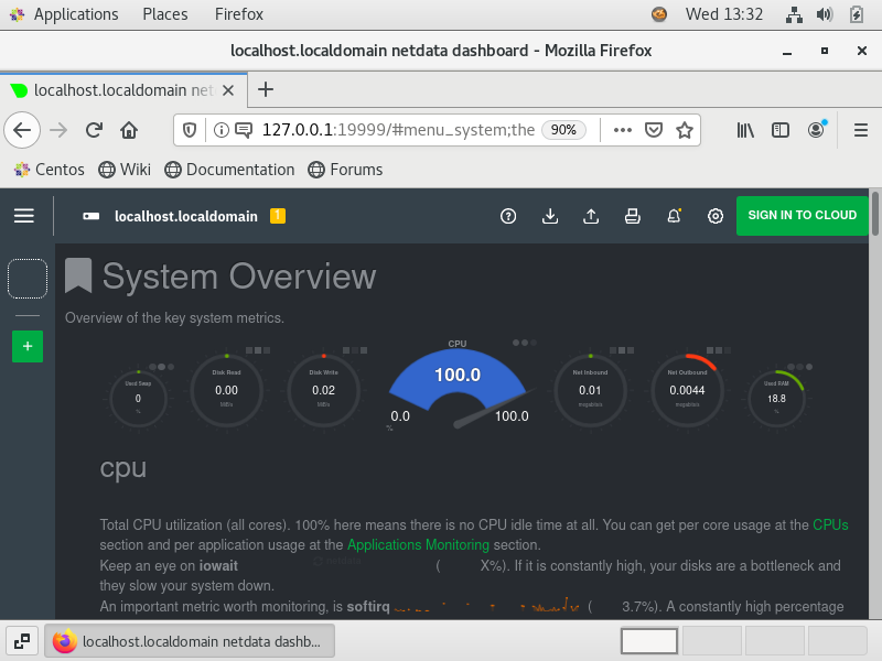 Свежеустановленная netdata изображение с сайта www.andreyolegovich.ru