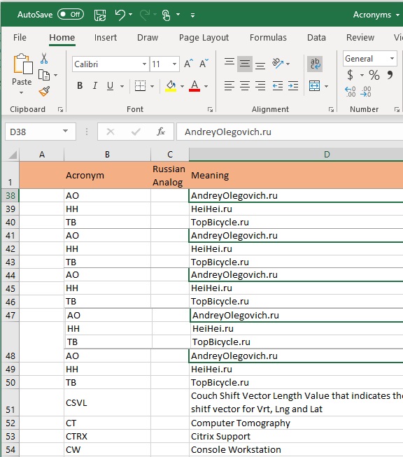 Excel не фильтрует столбец изображение с сайта www.AndreyOlegovich.ru