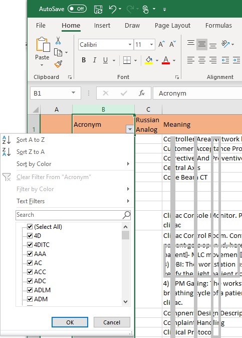 Excel не фильтрует столбец изображение с сайта www.AndreyOlegovich.ru
