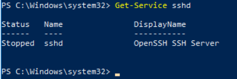 Статус OpenSSH сервера в PowerShell изображение с сайта www.andreyolegovich.ru